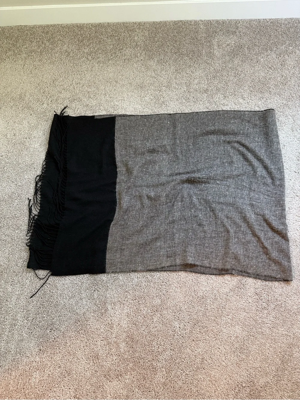 Francesca's Collections Black and BrownTwo-Tone Fringe Wrap Scarf